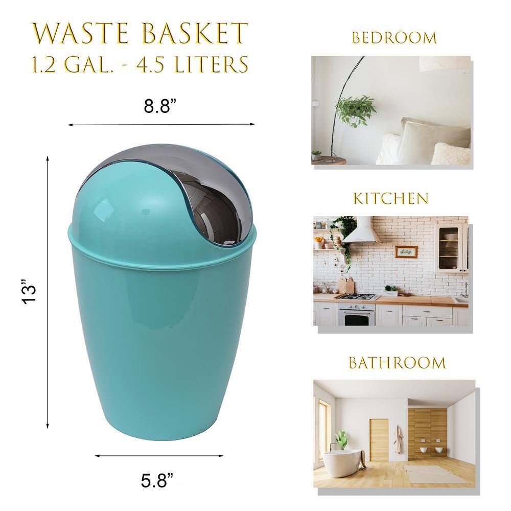 4.5 l1.2 Gal. Round Bath Floor Trash Can Waste Bin in Aqua Blue 6518147