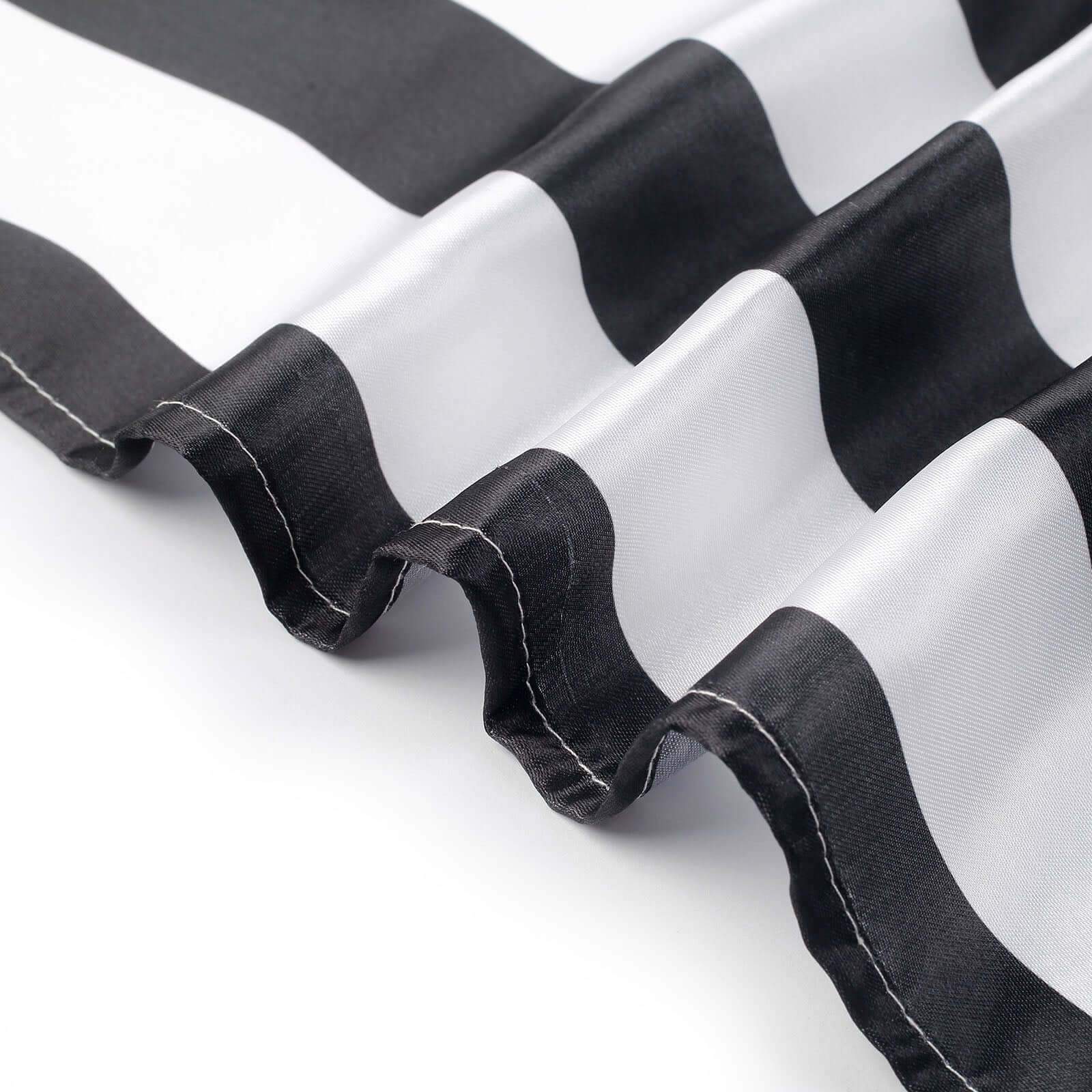 5 Pack Black and White Striped Satin Cloth Dinner Napkins 20