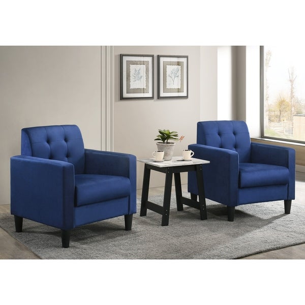 Button Tufted Velvet Upholstered Accent Chair and End Table Living Room Set - 28