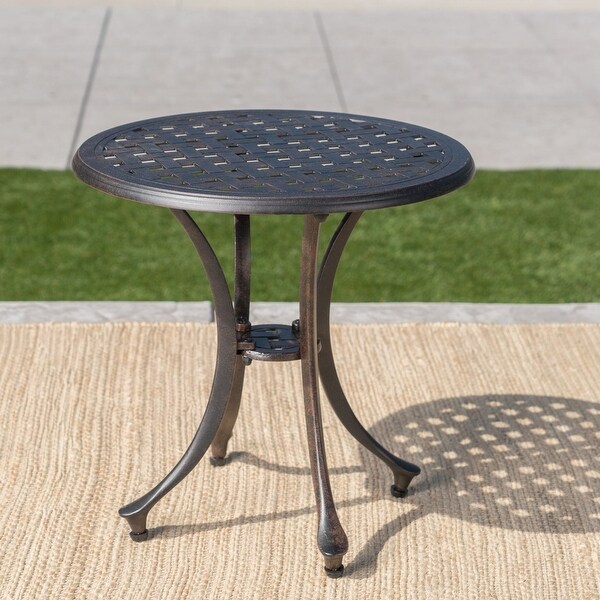 Lola Outdoor Round Aluminum Side Table by Christopher Knight Home