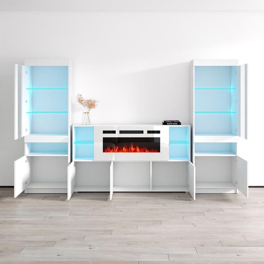 Komi WH03 Electric Fireplace Modern Wall Unit Entertainment Center