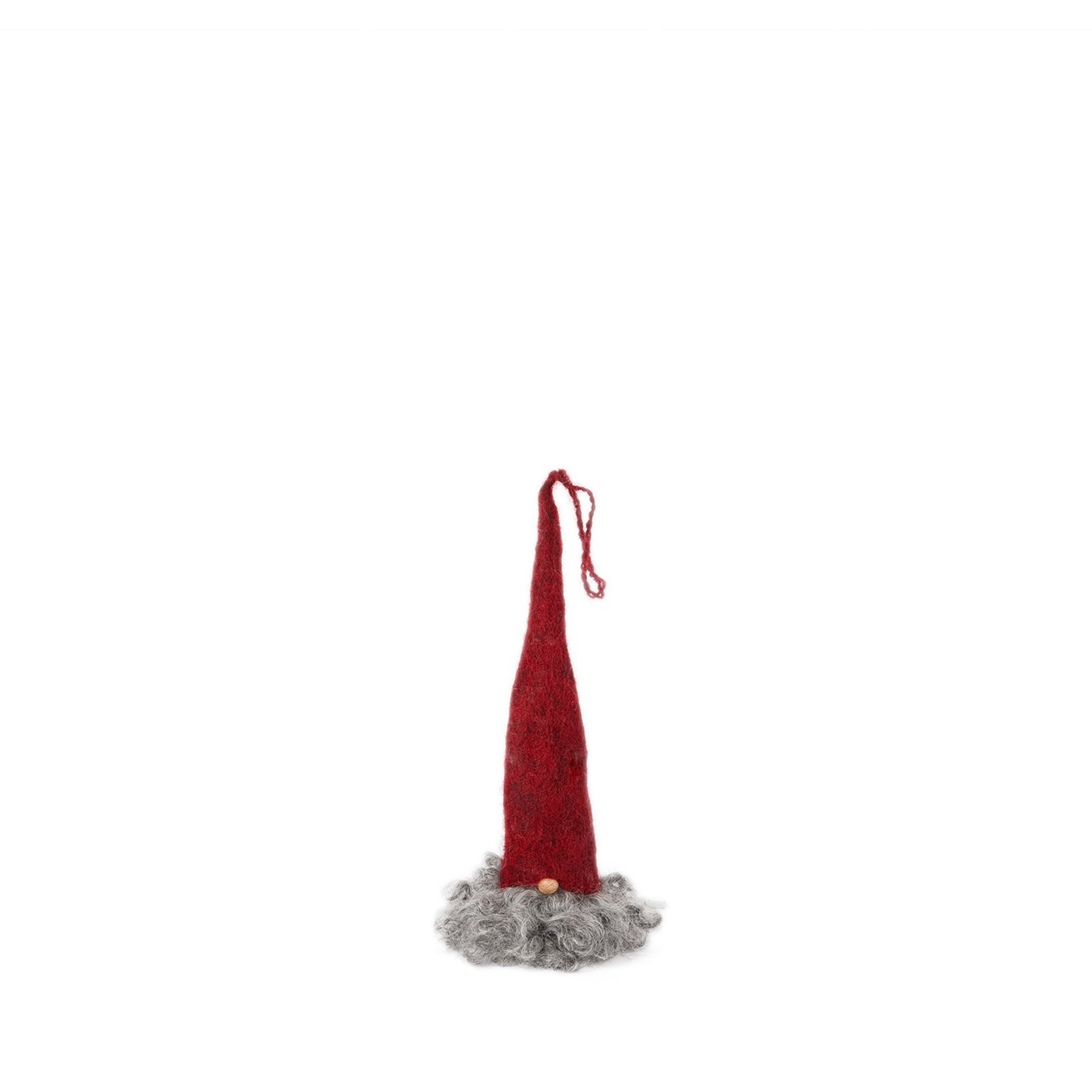 Gnome Ornament in Red with Grey Beard