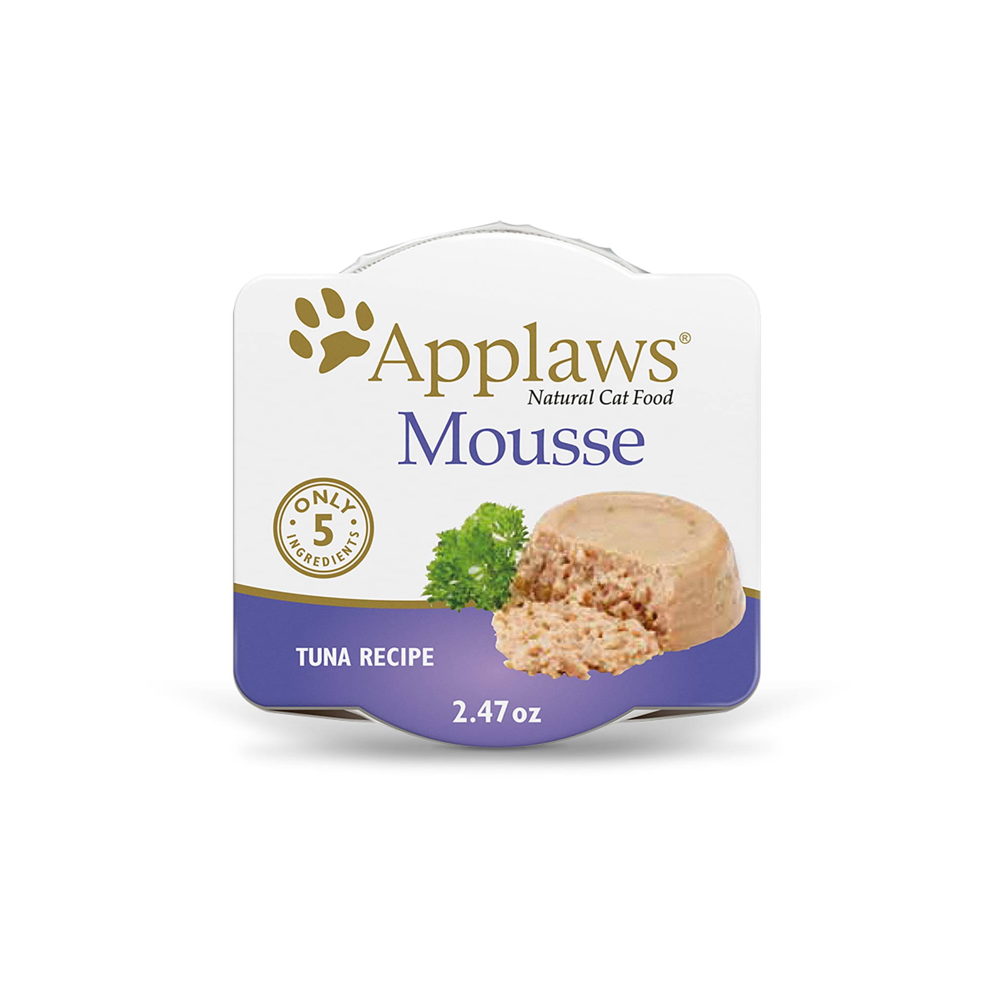 Applaws Natural Mousse Tuna with Seaweed Wet Cat Food， 2.47 oz.