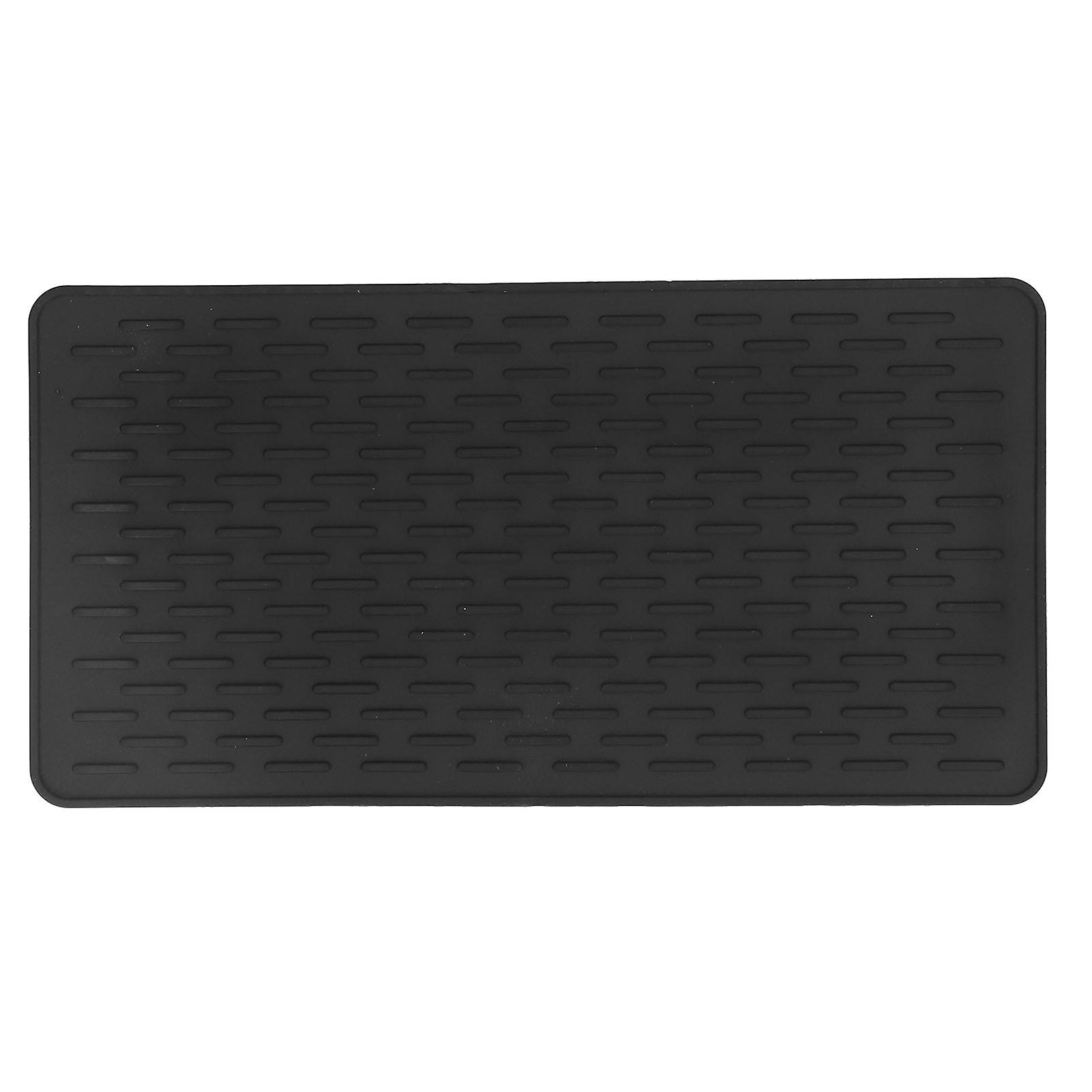 Silicone Insulation Pad Black Rectangle Heat Resisting Safe Handling Heat Insulation Pad For Kitchen