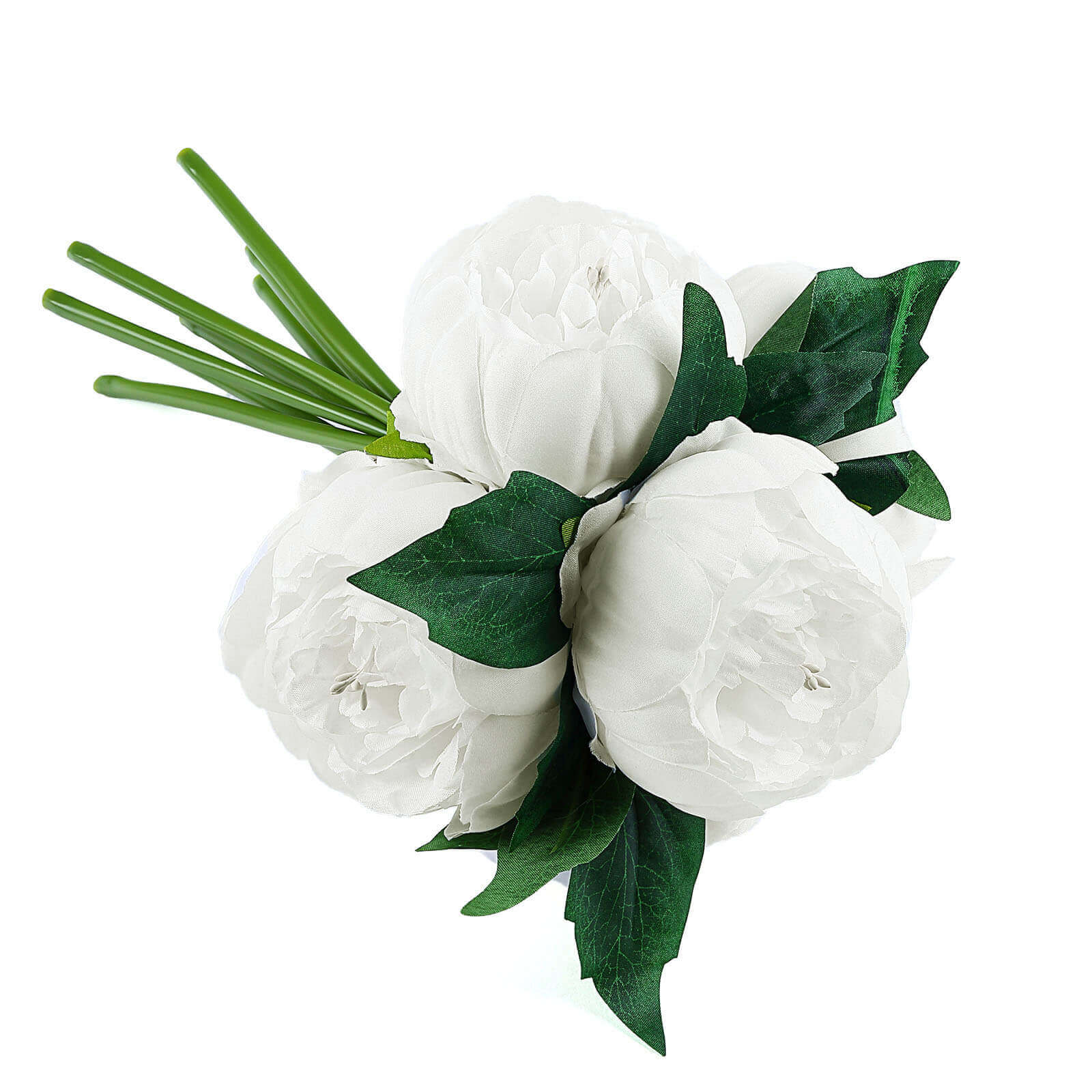 5 Flower Head White Peony Bouquet Artificial Silk Peonies Spray