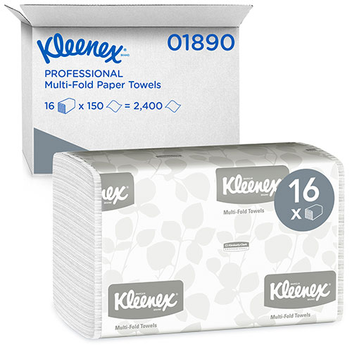 Kimberly-Clark Kleenex Multifold Paper Towels (01890) | Absorbent， White， 16 Packs