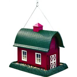 North States North States 9061 Wild Bird Feeder， Barn， 8 Pound， Plastic， Red， 11-1/2 in H， Pole Mounting