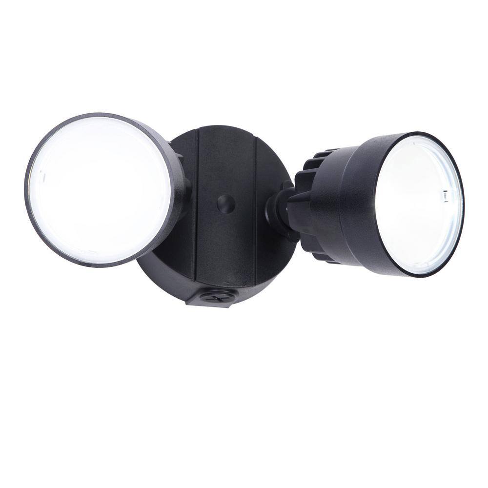 LUTEC 2-Light Black Outdoor Integrated LED Wall Mount Flood Light P6221B