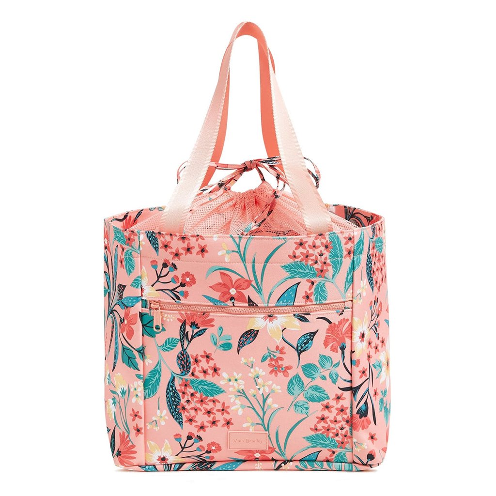 Vera Bradley  ReActive Drawstring Family Tote Bag in Paradise Bright Coral