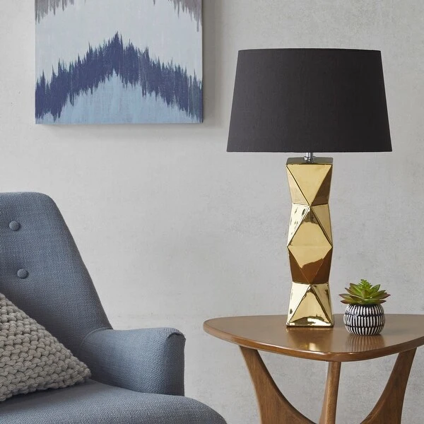 INK+IVY Kenlyn Geometric Ceramic Table Lamp