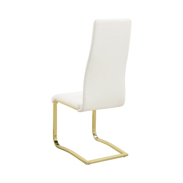 Set of 4 Dining Side Chair in White and Rustic Brass