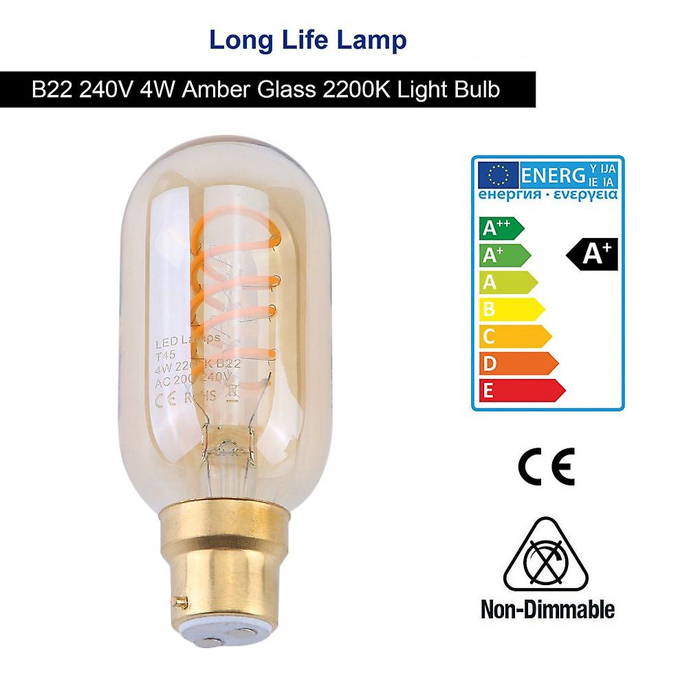 Bright 4pcs T45 Led Soft ment B22 240v 4w Amber Glass 2200k Light Bulb