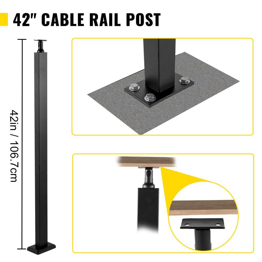 VEVOR Cable Railing Post 42 in. x 0.98 in. x 1.97 in. Stair Railing Kit without Hole Deck Railing w Mount Bracket for Balcony LGZH106.72.550FR7V0