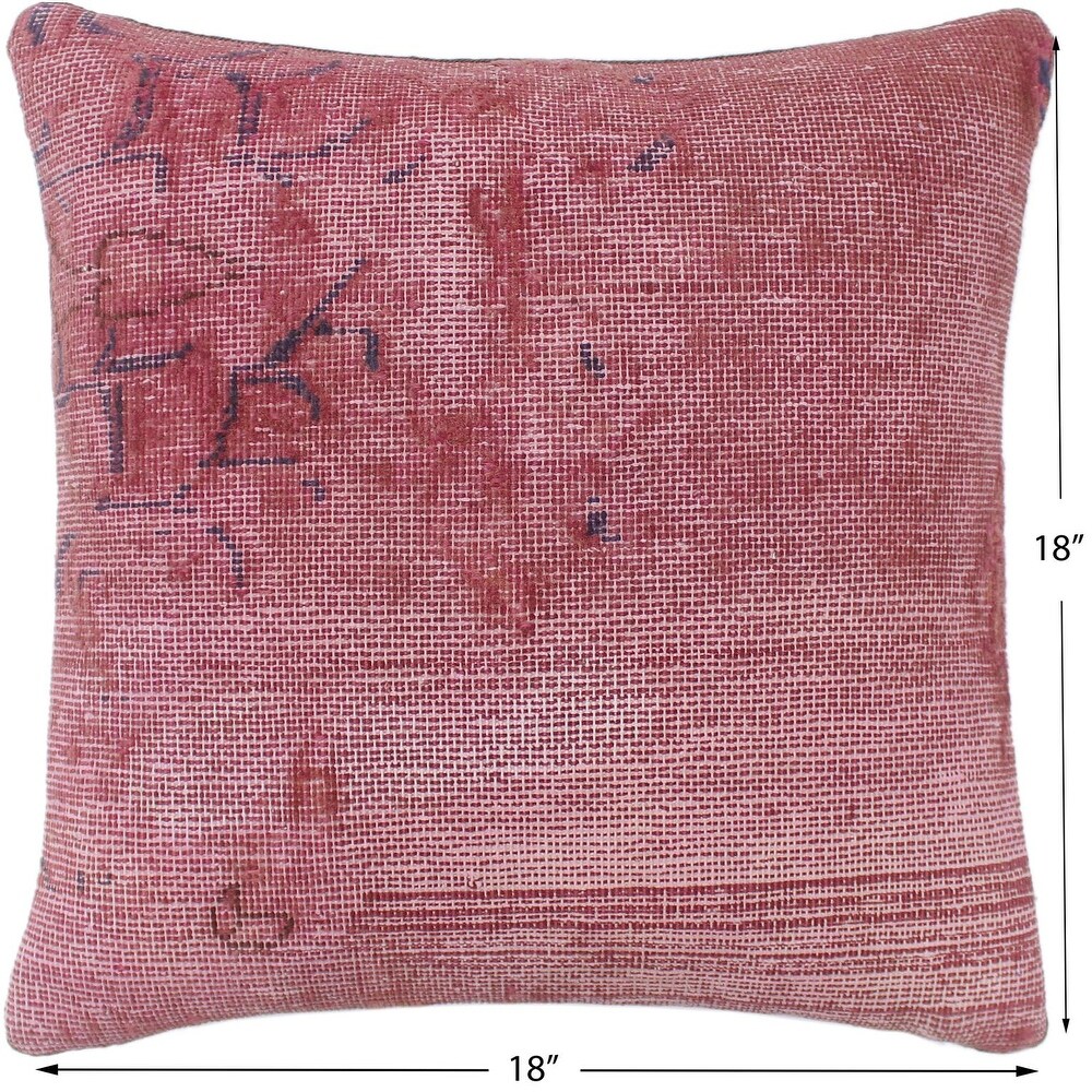 Contemporary Curry Vintage Distressed Handmade Rug Pillow