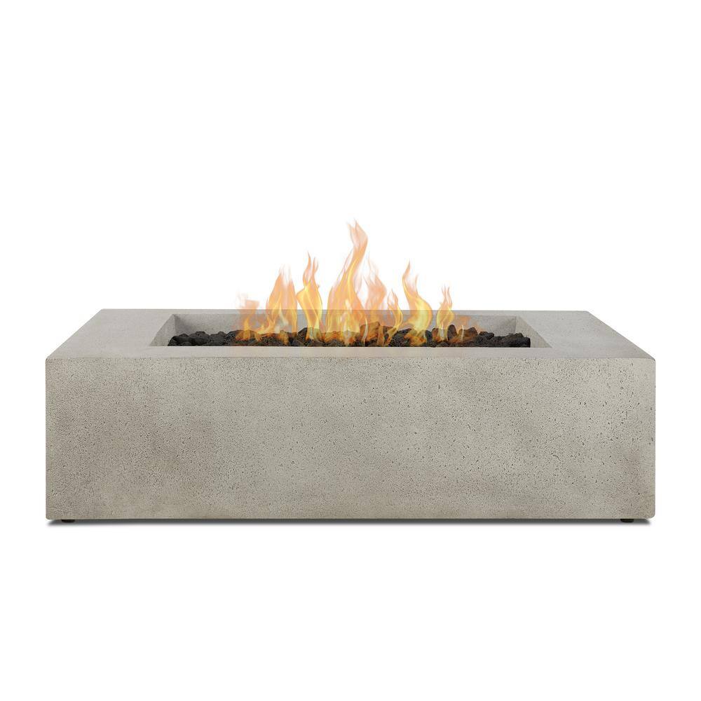 JENSEN CO Brookhurst 42 in. L X 12 in. H Outdoor GFRC Liquid Propane Fire Pit in Flint with Lava Rocks 1592LP-FLNT