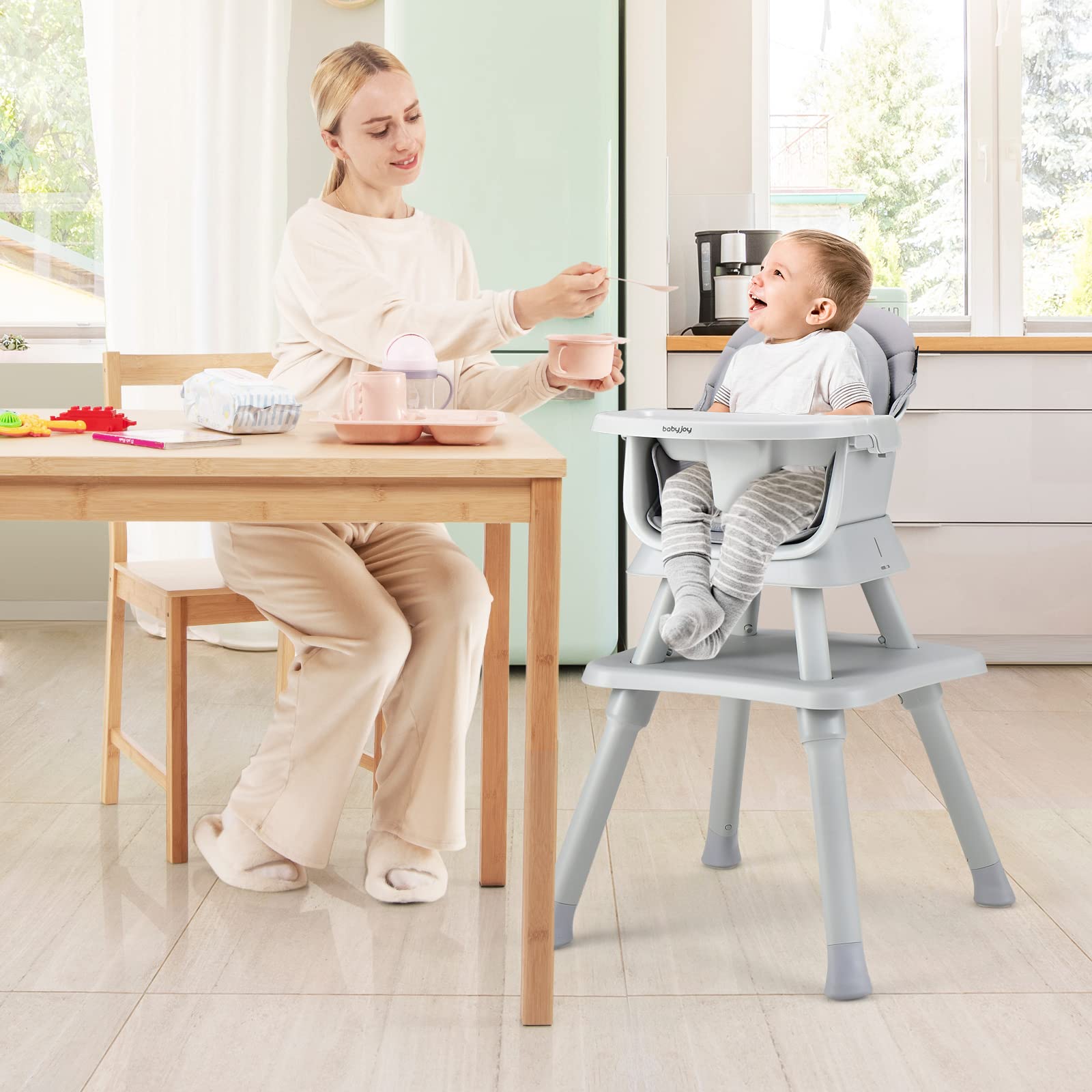 Costzon Baby High Chair, 8 in 1 Convertible Highchair for Babies & Toddlers