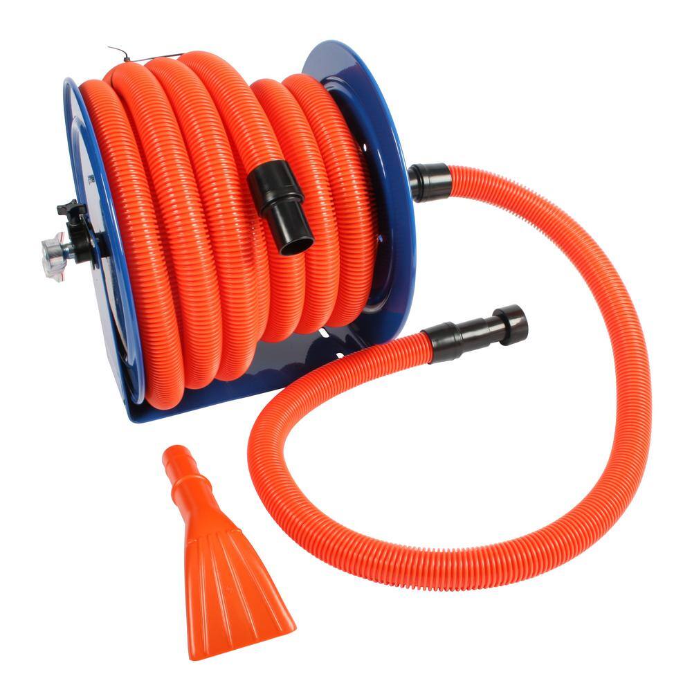 Cen-Tec Industrial Hose Reel and 50 ft. Hose with Adapters for WetDry Vacuums 92146