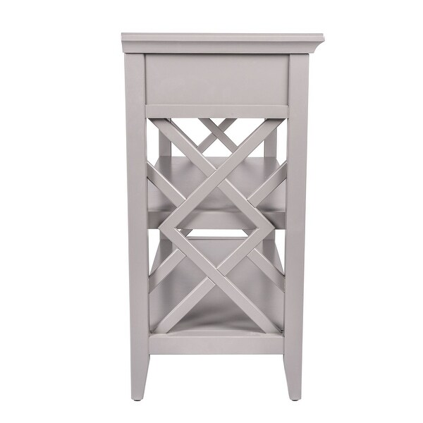 Grey Two-Drawer Console Table with Shelves