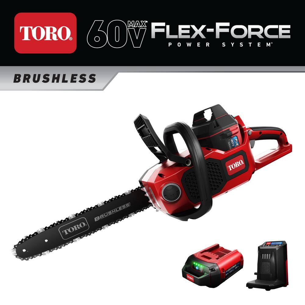 Toro Flex-Force 16 in. 60-Volt Max Lithium-Ion Electric Battery Chainsaw 2.5 Ah Battery and Charger Included 51850