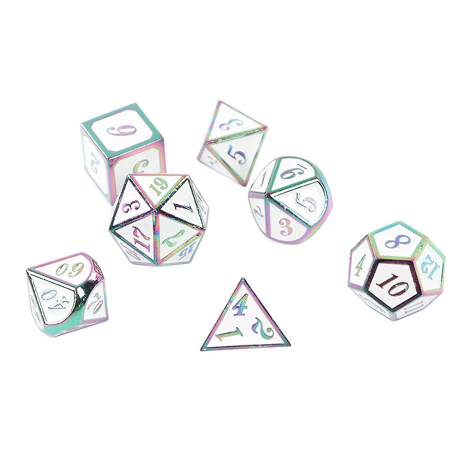 7pcs Metal Dice Set Different Shapes Zinc Alloy Polyhedral Dice for Role Playing Board Games