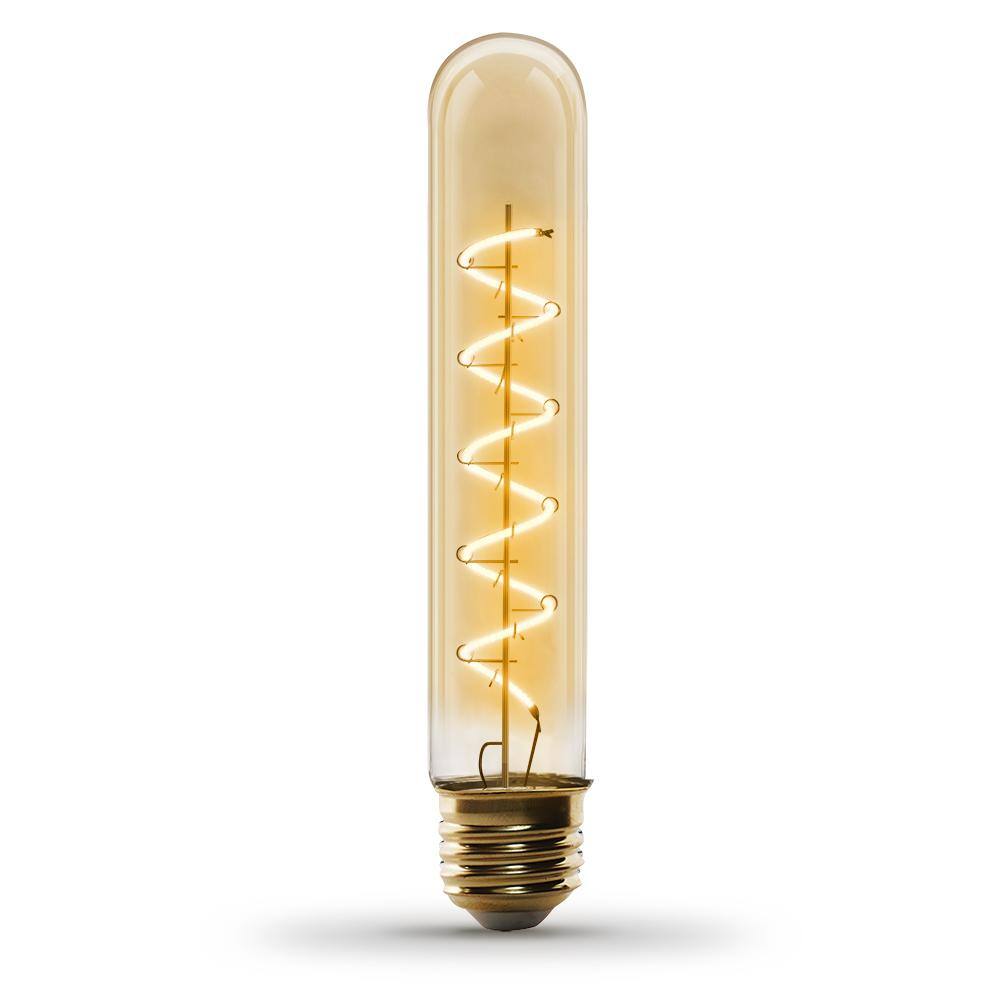 Feit Electric 25-Watt Equivalent T10 Dimmable Spiral Filament Large Amber Glass E26 Vintage Edison LED Light Bulb Warm White T10LSLEDHDRP