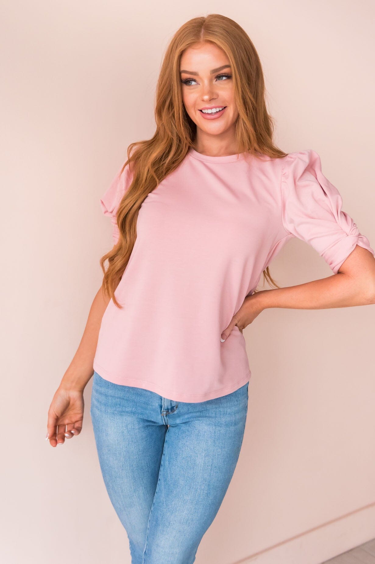 Lovely Skies Modest Puff Sleeve Top