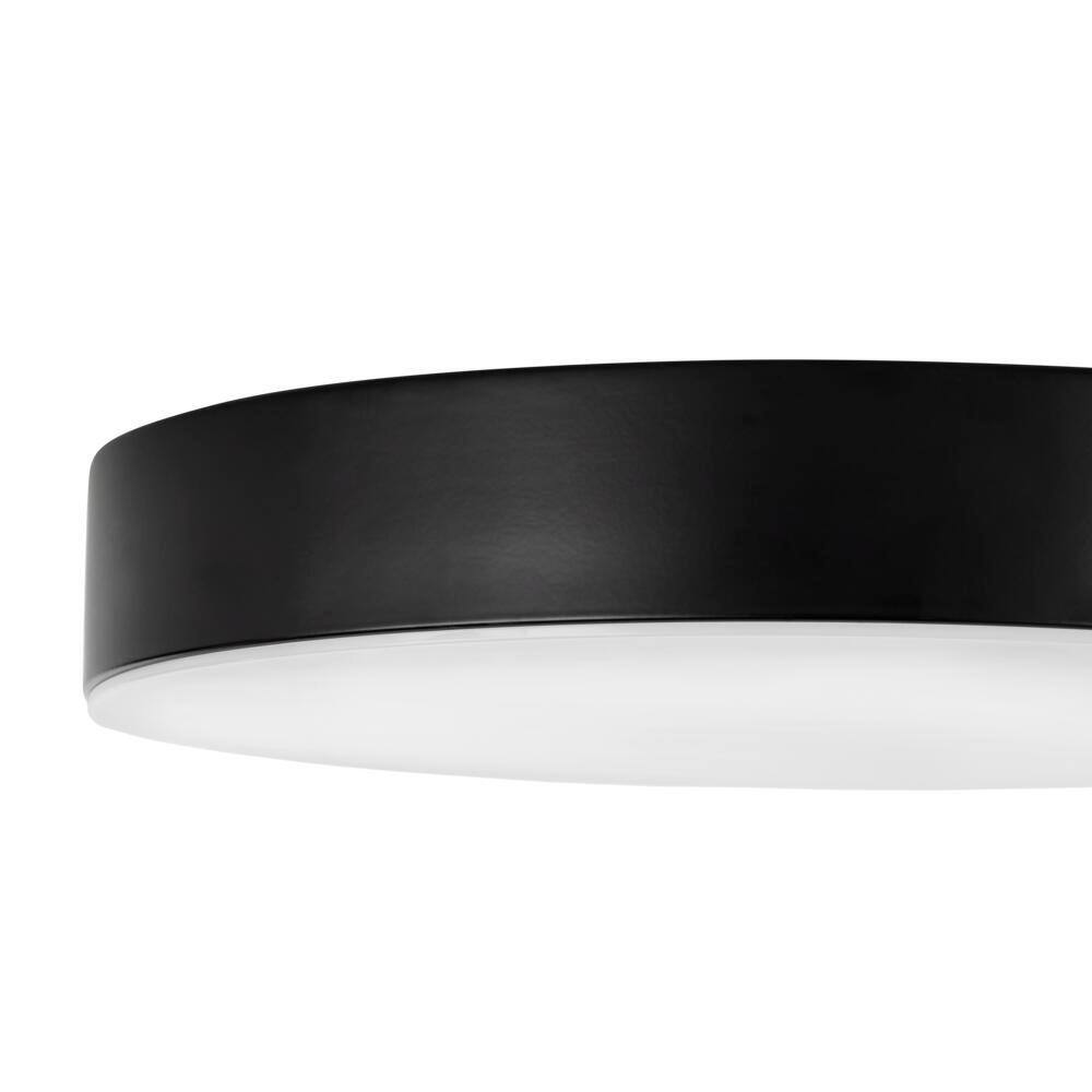 Hampton Bay Lakeshore 13 in. Matte Black Smart CCT and RGB Selectable LED Flush Mount Powered by Hubspace SMACADER-MAGB01