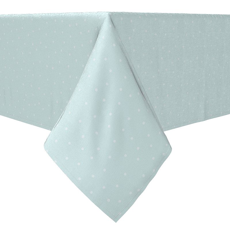 Rectangular Tablecloth， 100% Cotton， Aqua Blue Polka Dots