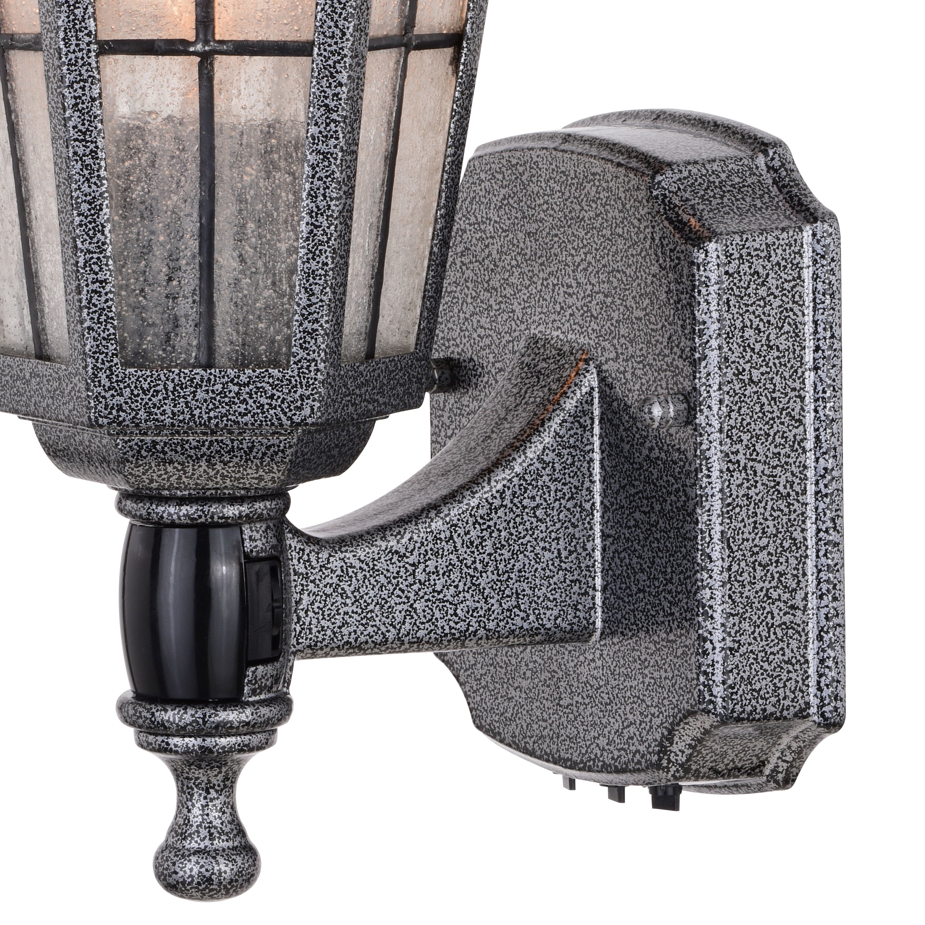 York Textured Pewter Motion Sensor Dusk to Dawn Traditional Outdoor Wall Light with Clear Glass