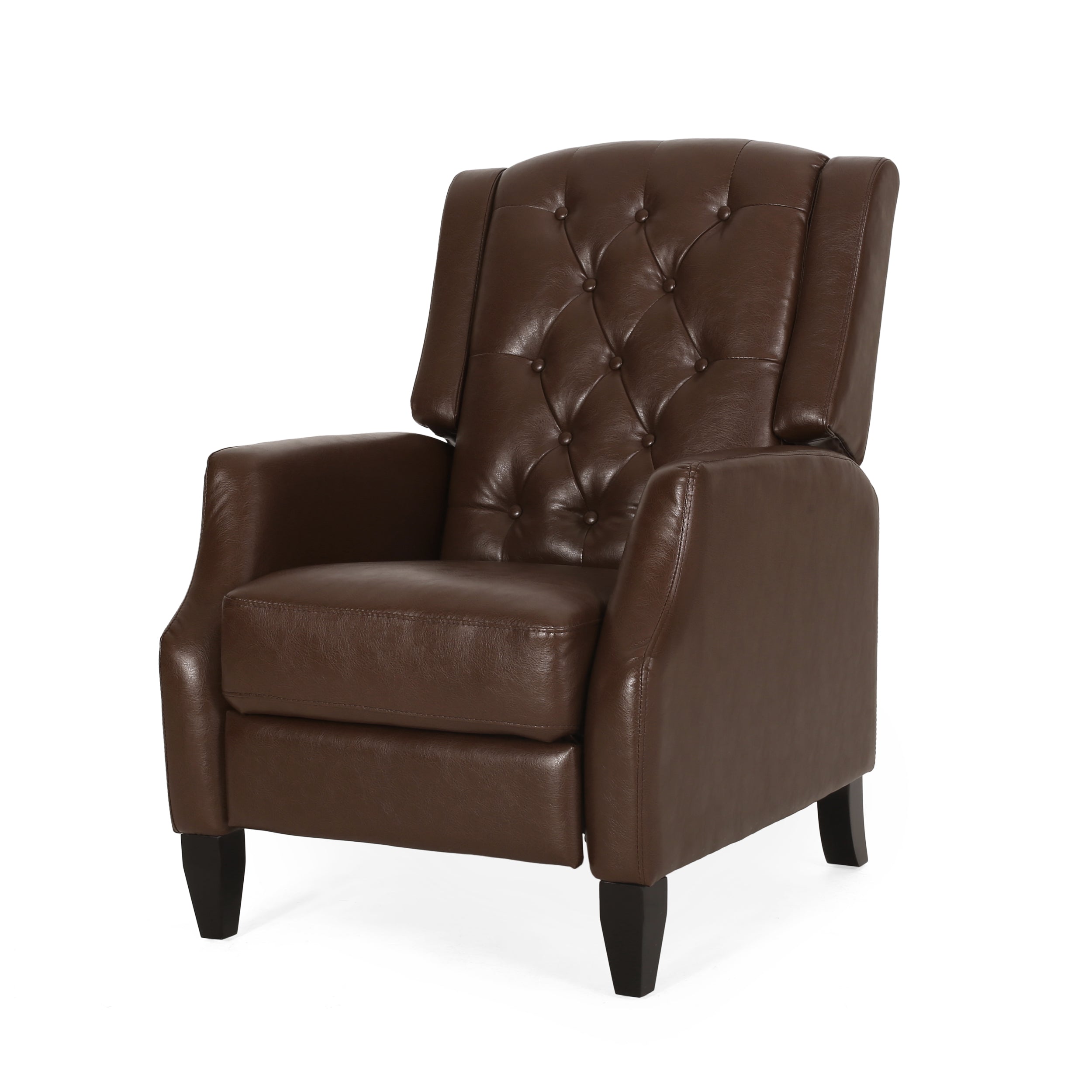 Loubar Contemporary Faux Leather Tufted Pushback Recliner