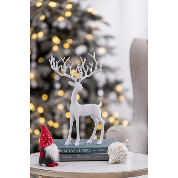 Seasonal Abode Carved Standing Deer with Silver Foil