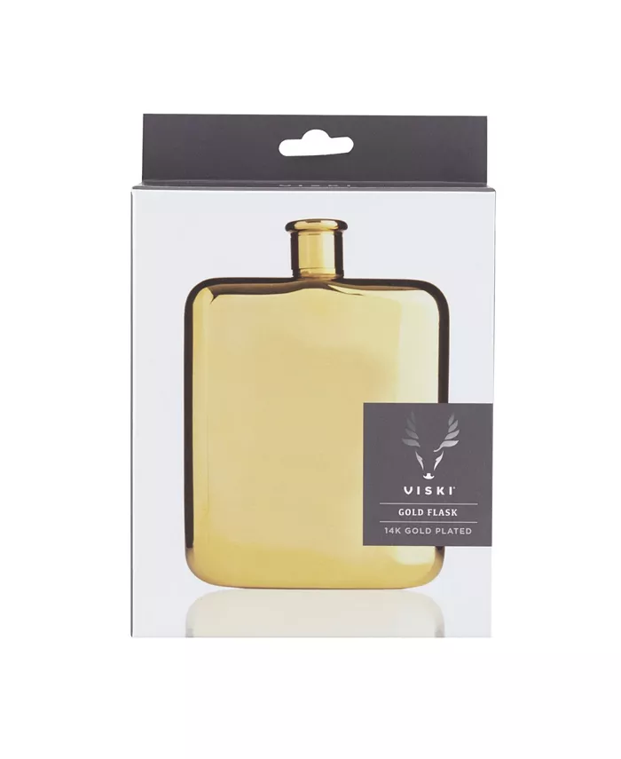 Viski Belmont 14k Gold-Plated Drinking Flask 6 Oz