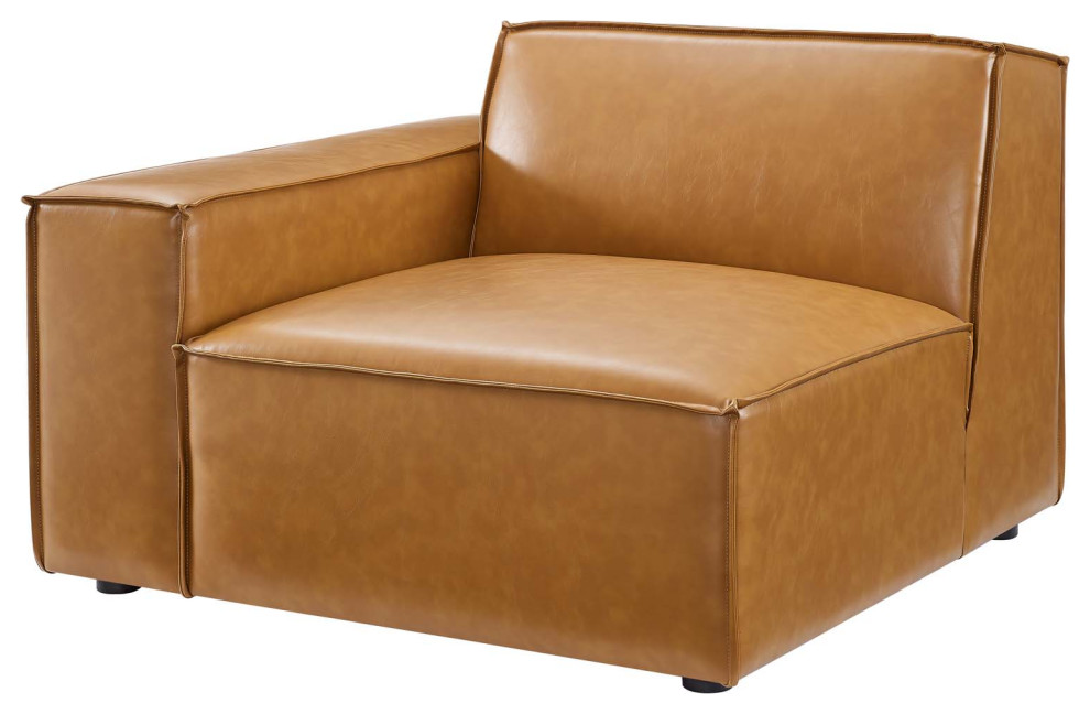 Sectional Sofa Set  Faux Vegan Leather  Tan  Modern  Living Lounge Hospitality   Contemporary   Sectional Sofas   by House Bound  Houzz