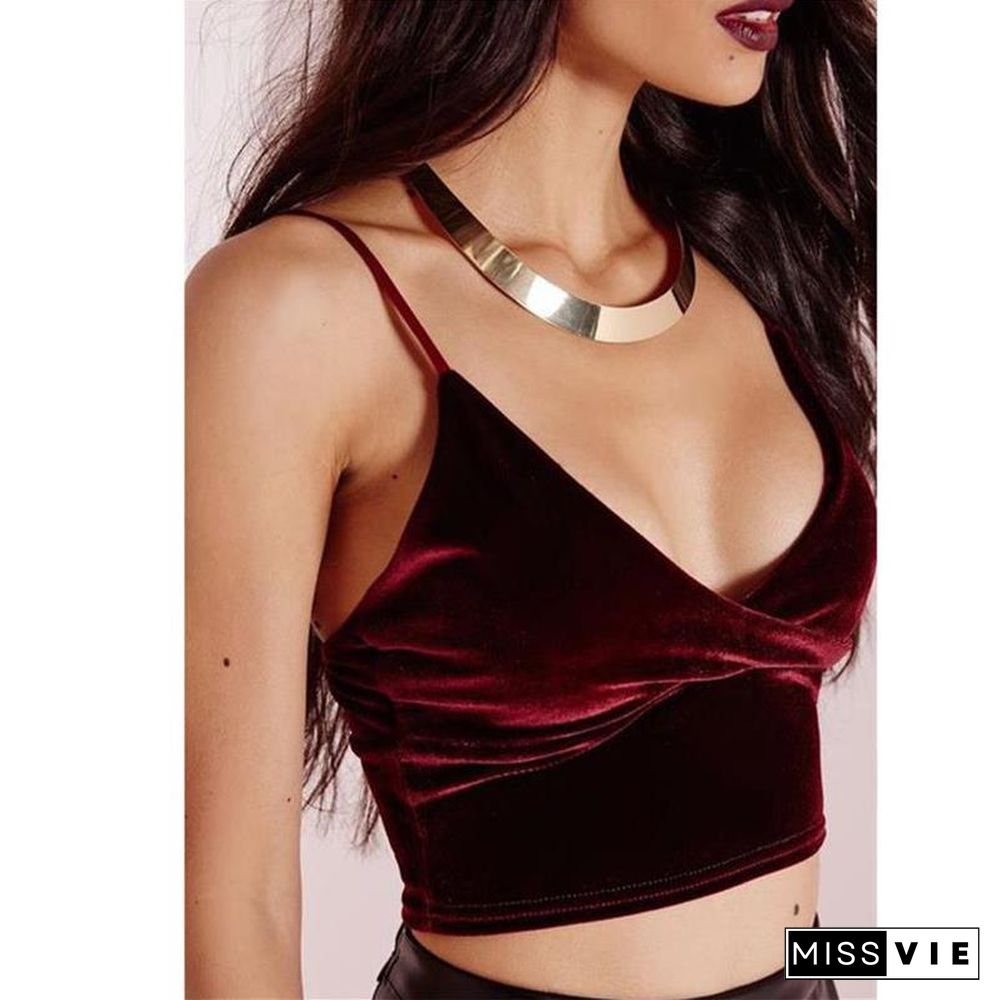 Sexy Women Velvet Camis Crop Tops Vintage Female Harajuku Sleeveless Shirt Casual Camisole Women Tanks Tops Fitness For Lady