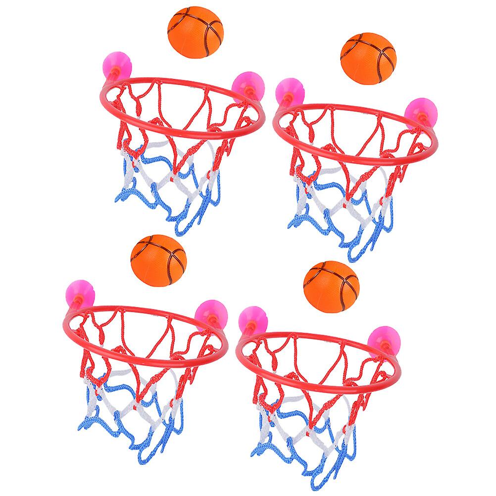 4pcs Mini Basketball Playset Basketball And Ball Toy Shower Time Toys Bathroom Supplies For Children Random Blue/red