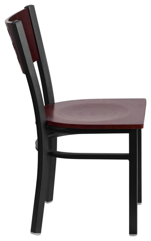 Hercules Series Black Decorative Cutout Back Metal Dining Chair   Transitional   Dining Chairs   by Pot Racks Plus  Houzz