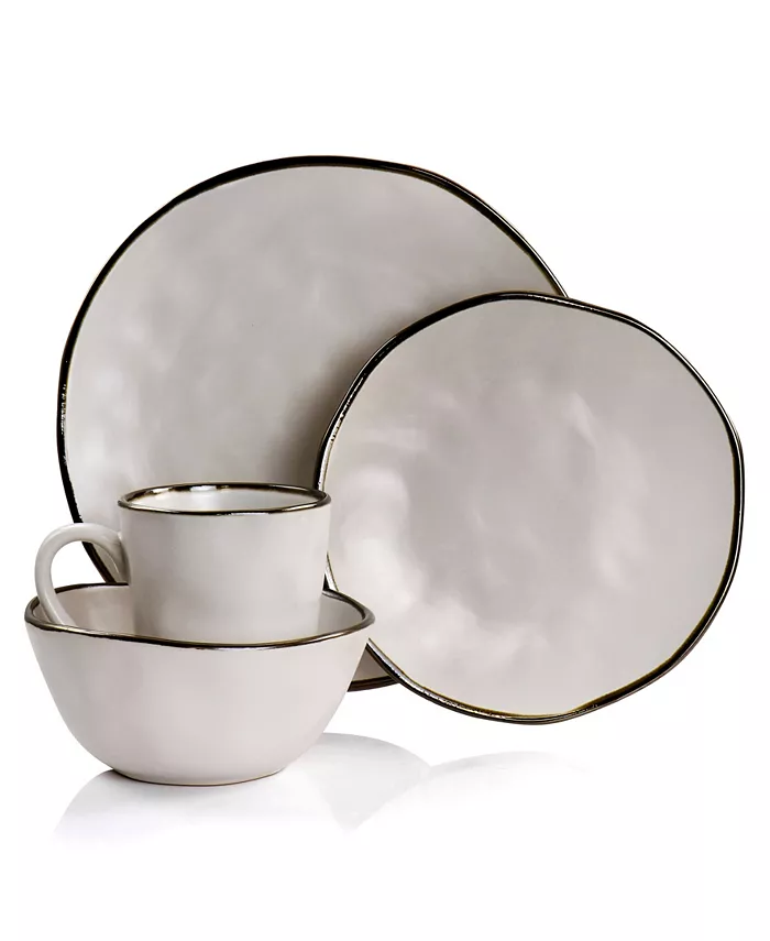 Elama Textured Uneven Dimpled Design Ricardo 16 Piece Stoneware Dinnerware Set Service for 4