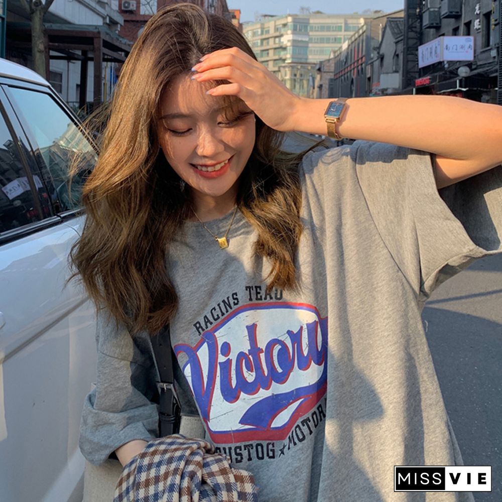 Spring Summer All Match Print Letter T Shirt Women O Neck Short Sleeve Mujer Tees Street Wear Lady Tops Harajuku Style New