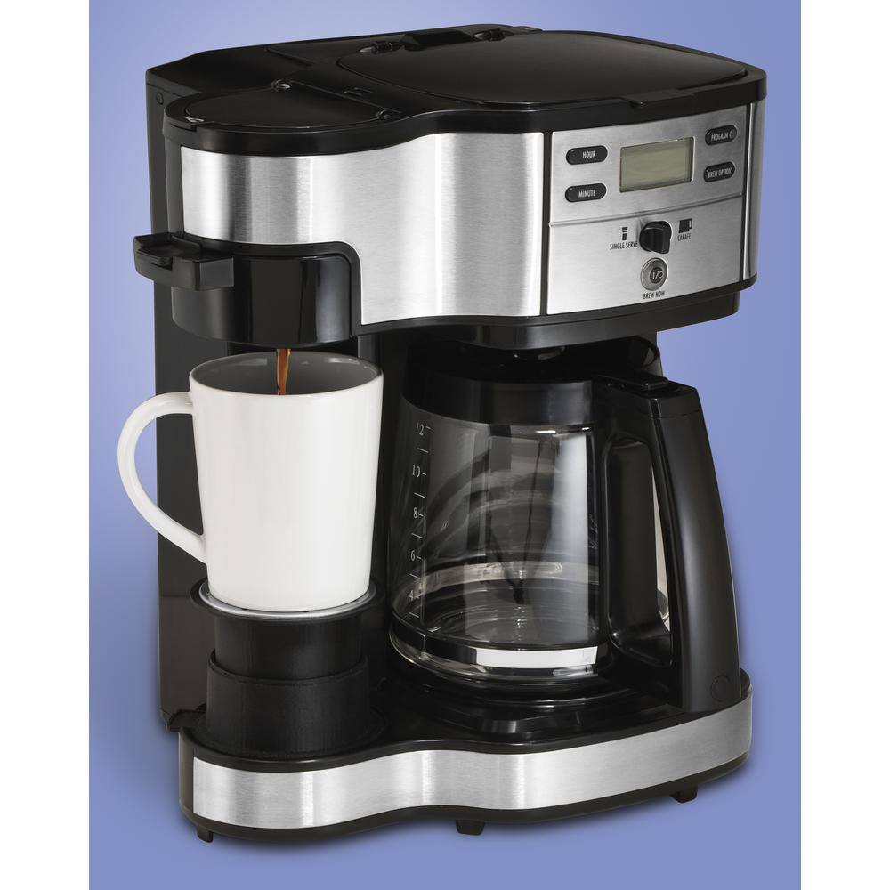 Hamilton Beach 12-Cup Black and Stainless Steel 2-Way Programmable Drip Coffee Maker 49980R