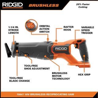 RIDGID 18V Brushless Cordless 4-Tool Combo Kit with (1) 4.0 Ah and (1) 2.0 Ah MAX Output Batteries 18V Charger and Tool Bag R9225