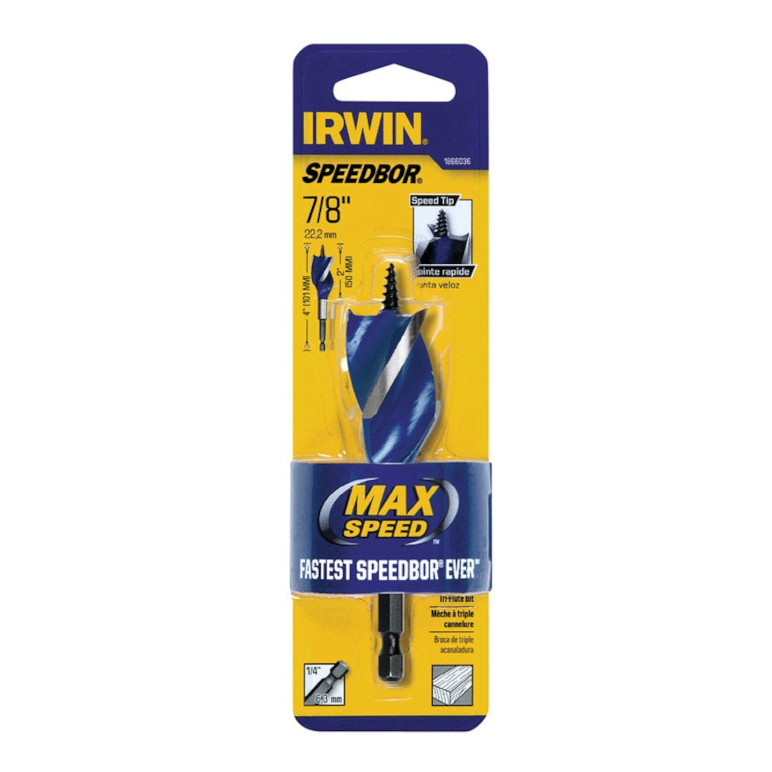 Irwin Speedbor 7/8 in. X 4 in. L Carbon Steel Wood Boring Bit 1 pc