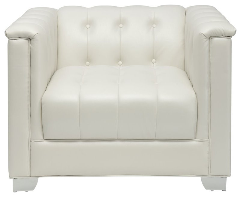 Stonecroft Furniture Bryant Tufted Faux Leather Chair in White   Contemporary   Armchairs And Accent Chairs   by Homesquare  Houzz