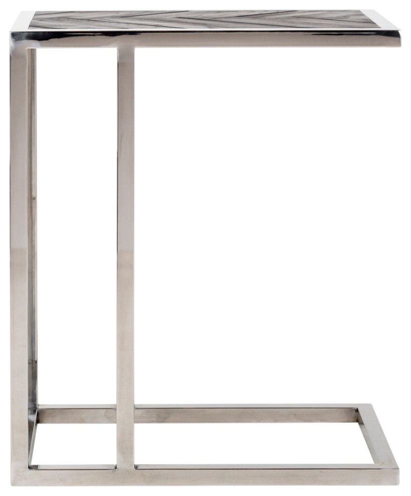 Silver Framed Wooden Side Table  OROA Blackbone   Contemporary   Side Tables And End Tables   by Oroa   Distinctive Furniture  Houzz