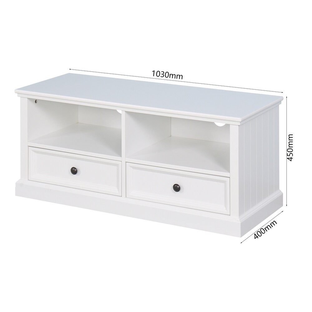 Living Room MDF White TV Cabinet with 2 Drawers