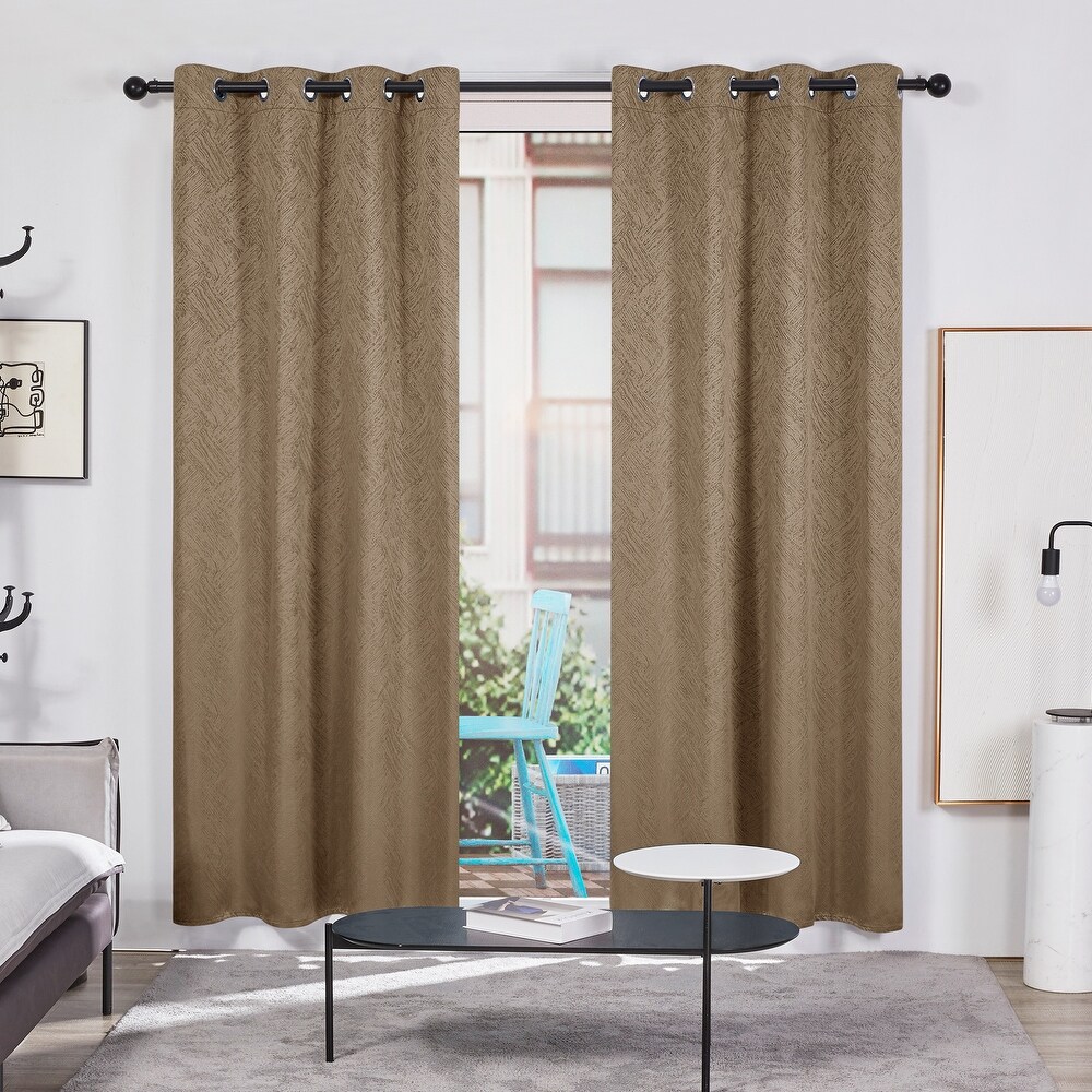 Deconovo Full Blackout Textured Linen Curtains(2 Panel)