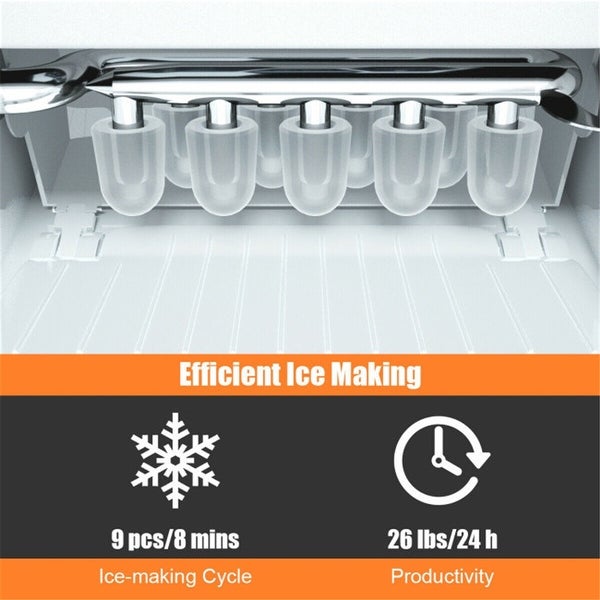 26lbs/24h Portable Countertop Ice Maker Machine Ice Maker with Scoop