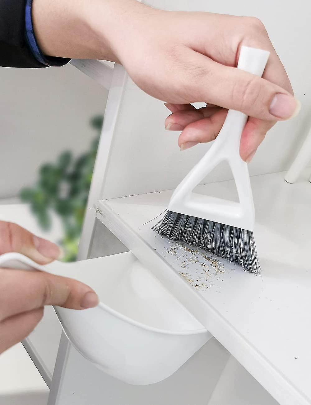 Mini Dustpan And Brush Set，compact Dust Pan And Hand Broom Set，white