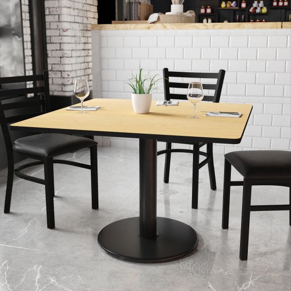 Graniss 42'' Square Natural Laminate Table Top with 24'' Round Table Height Base