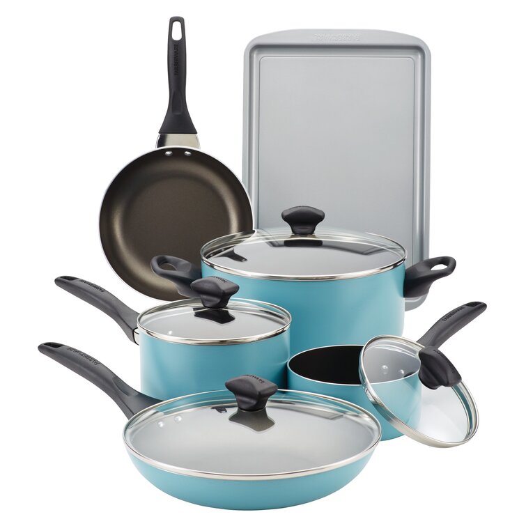 Farberware Dishwasher Safe Aluminum Nonstick Cookware Set, 15-Piece