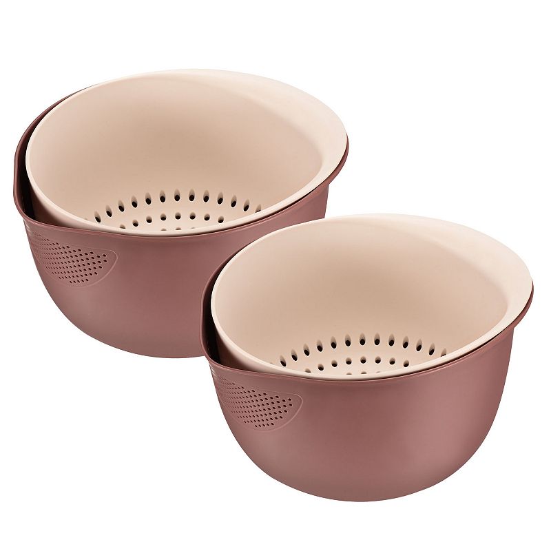 Fruit Vegetable Washing Colander Drain Basket Rice Washing Bowl， 2PCS